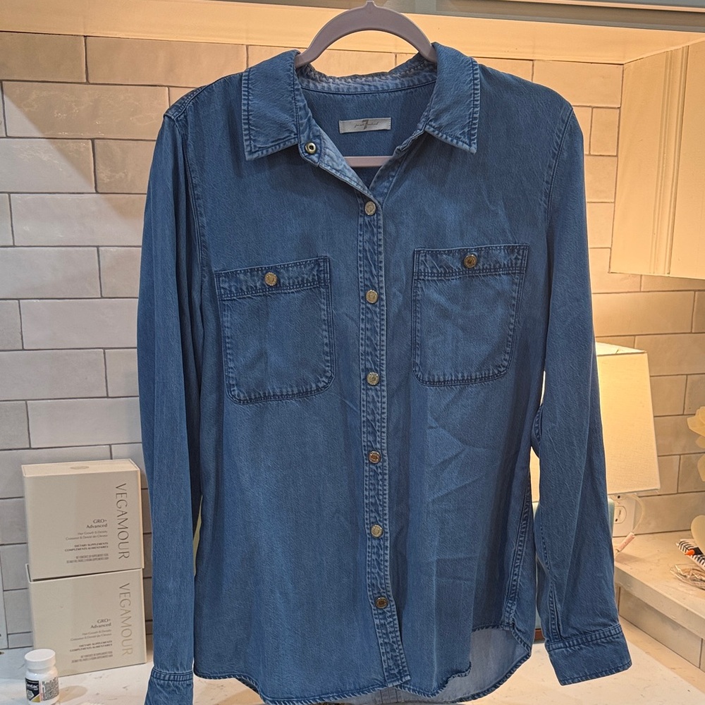 Women’s Blue Denim Button-Up Shirt